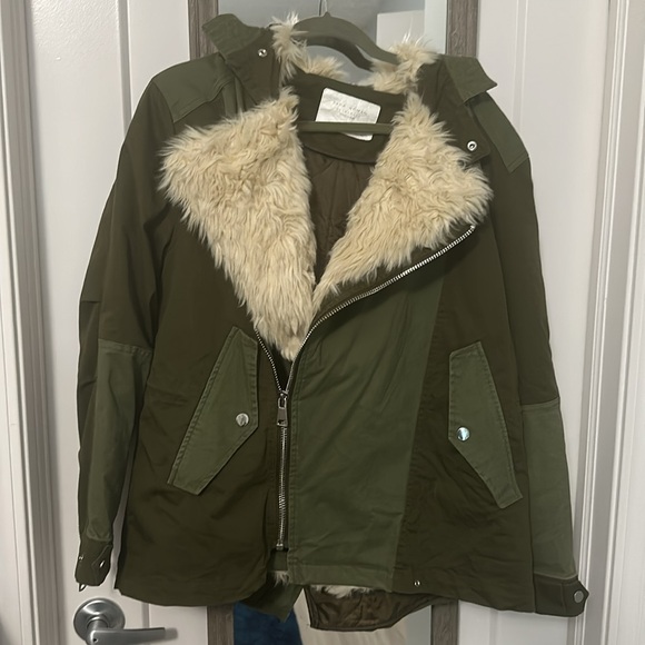 Zara two tone green parka utility coat size small! - Picture 7 of 12